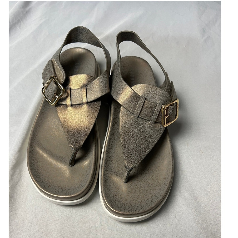 Urban Sport by J Slides Womens 8.5 Bronze Metallic Thong Slingback Sandals Gold